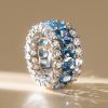 Cushion Cut Blue Sapphire and Blue Topaz Sterling Silver Ring for Women | Wedding Band Style