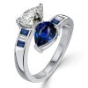 Pear & Teardrop Blue Sapphire Toi et Moi Ring - Sterling Silver