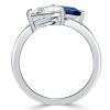 Pear & Teardrop Blue Sapphire Toi et Moi Ring - Sterling Silver
