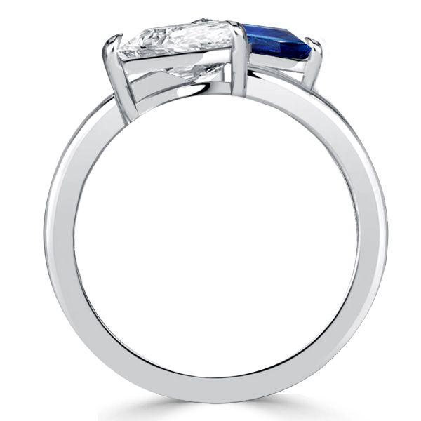 Pear & Teardrop Blue Sapphire Toi et Moi Ring - Sterling Silver