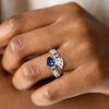 Pear & Teardrop Blue Sapphire Toi et Moi Ring - Sterling Silver
