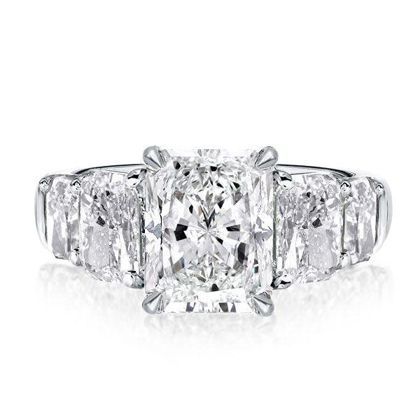 Five Stone Radiant Cut 5.08 CTW Simulated Diamond Engagement Ring in Sterling Silver