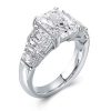 Five Stone Radiant Cut 5.08 CTW Simulated Diamond Engagement Ring in Sterling Silver