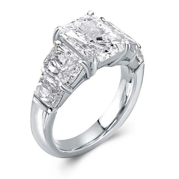 Five Stone Radiant Cut 5.08 CTW Simulated Diamond Engagement Ring in Sterling Silver
