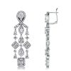 925 Sterling Silver Multi Shape Halo Drop Earrings with 3.65 CT. TW. Stones