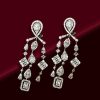 925 Sterling Silver Multi Shape Halo Drop Earrings with 3.65 CT. TW. Stones