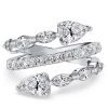 Toi Et Moi Pear Cut Teardrop Spiral Engagement Ring in Rhodium-Plated Sterling Silver