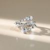 Toi Et Moi Pear Cut Teardrop Spiral Engagement Ring in Rhodium-Plated Sterling Silver