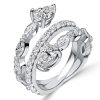 Toi Et Moi Pear Cut Teardrop Spiral Engagement Ring in Rhodium-Plated Sterling Silver