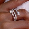 Toi Et Moi Pear Cut Teardrop Spiral Engagement Ring in Rhodium-Plated Sterling Silver