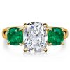 Golden Cushion Cut Emerald Engagement Ring - 18K Gold Plated Sterling Silver