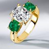 Golden Cushion Cut Emerald Engagement Ring - 18K Gold Plated Sterling Silver