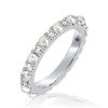 Sterling Silver Eternity Wedding Band with Round Cut Pearls for Women