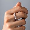 Sterling Silver Eternity Wedding Band with Round Cut Pearls for Women