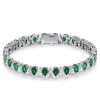 Emerald & White CZ Pear Cut Tennis Bracelet - 925 Sterling Silver