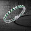 Emerald & White CZ Pear Cut Tennis Bracelet - 925 Sterling Silver