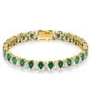 Emerald & White CZ Pear Cut Tennis Bracelet - 925 Sterling Silver