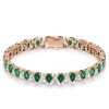 Emerald & White CZ Pear Cut Tennis Bracelet - 925 Sterling Silver