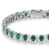 Emerald & White CZ Pear Cut Tennis Bracelet - 925 Sterling Silver