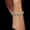Emerald & White CZ Pear Cut Tennis Bracelet - 925 Sterling Silver