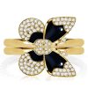 Dancing Butterfly Engagement Ring Set for Women, 18K Gold Plated Sterling Silver