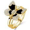 Dancing Butterfly Engagement Ring Set for Women, 18K Gold Plated Sterling Silver