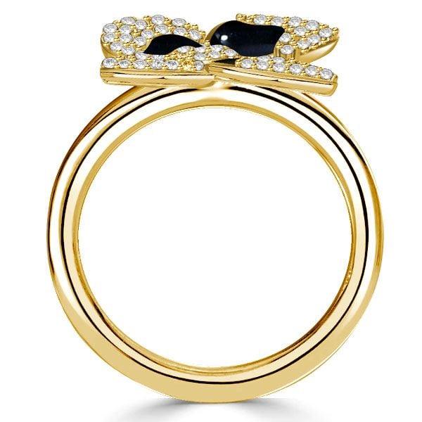 Dancing Butterfly Engagement Ring Set for Women, 18K Gold Plated Sterling Silver