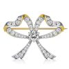Vintage Style Bow Brooch for Women - 925 Sterling Silver Plated, Round Cut
