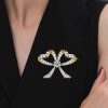 Vintage Style Bow Brooch for Women - 925 Sterling Silver Plated, Round Cut