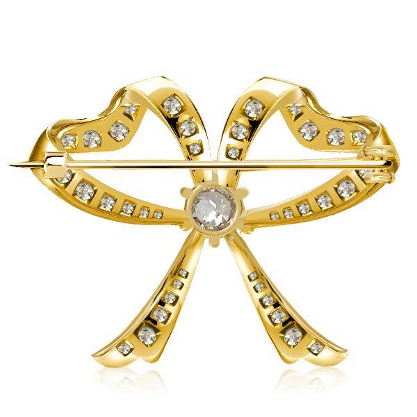 Vintage Style Bow Brooch for Women - 925 Sterling Silver Plated, Round Cut