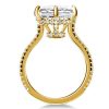 Emerald Cut Golden Hidden Halo Engagement Ring - 18K Gold Plated Sterling Silver