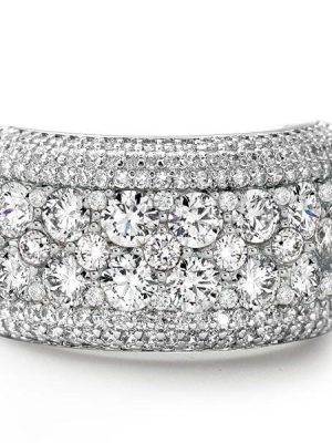 Women's Multi-Row Wedding Band with 3.80 CT. TW. Round Cut Pave Set Stones in Sterling Silver