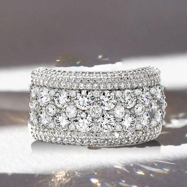 Women's Multi-Row Wedding Band with 3.80 CT. TW. Round Cut Pave Set Stones in Sterling Silver