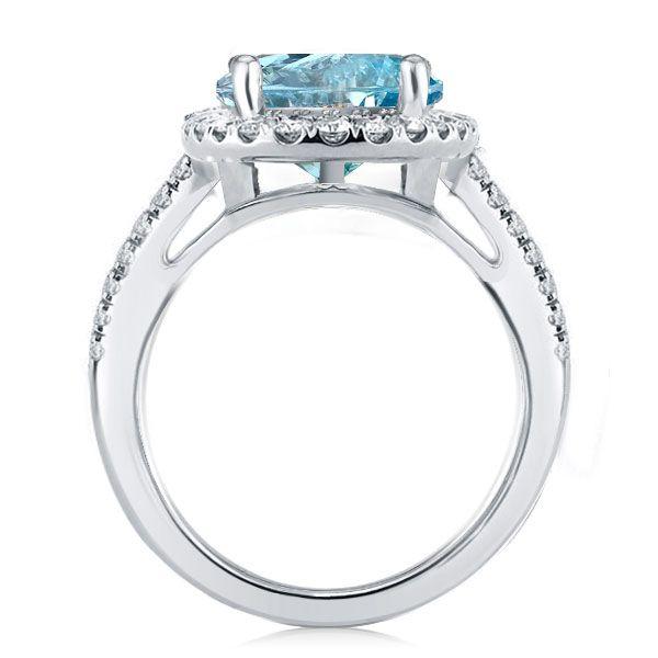 Halo Oval Aquamarine Engagement Ring - 925 Sterling Silver