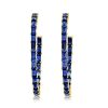 18K Gold Plated Baguette Cut Hoop Earrings | 7.92 CTW Blue Accent