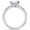 Cushion Cut Sterling Silver Engagement Ring with Milgrain Bezel - 1.12 CT