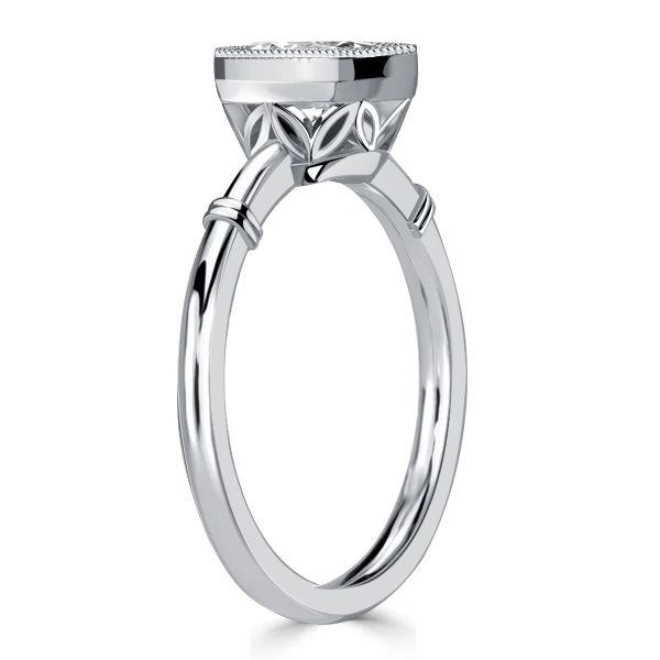 Cushion Cut Sterling Silver Engagement Ring with Milgrain Bezel - 1.12 CT