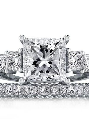 Classic Eternity Created White Sapphire Bridal Set in Rhodium-Plated Sterling Silver