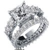 Classic Eternity Created White Sapphire Bridal Set in Rhodium-Plated Sterling Silver