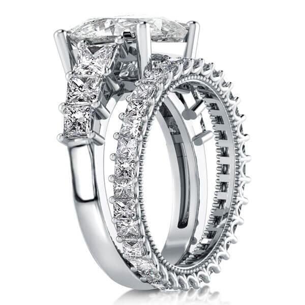 Classic Eternity Created White Sapphire Bridal Set in Rhodium-Plated Sterling Silver