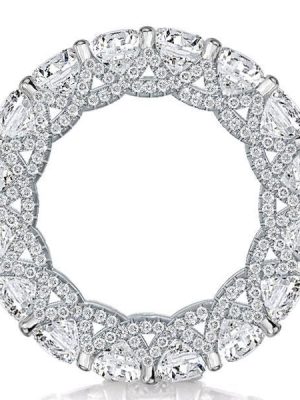 Eternity Sterling Silver CZ Wedding Band - Cross Prong Round Cut