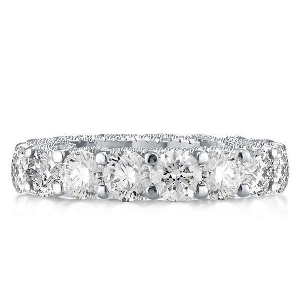 Eternity Sterling Silver CZ Wedding Band - Cross Prong Round Cut