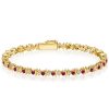 Ruby Bracelet for Women - Round Cut, 18K Gold Plated Sterling Silver