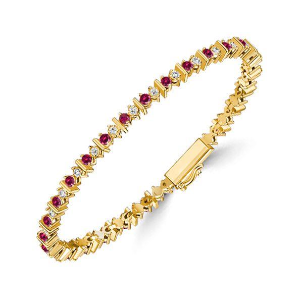 Ruby Bracelet for Women - Round Cut, 18K Gold Plated Sterling Silver