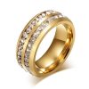Titanium Steel Two-Row Yellow Gold Plated Men's Wedding Band Ring