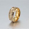 Titanium Steel Two-Row Yellow Gold Plated Men's Wedding Band Ring