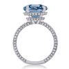 Cushion Cut Hidden Halo Engagement Ring in Rhodium Plated Sterling Silver