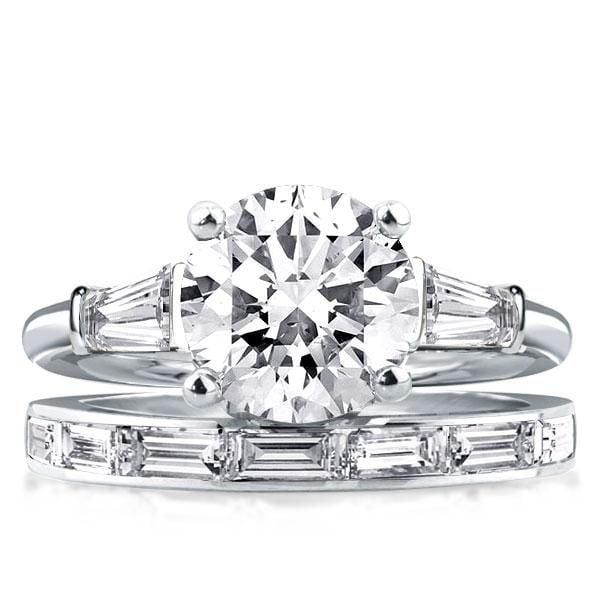 925 Sterling Silver Baguette Wedding Set with 2.00 CT Center Stone