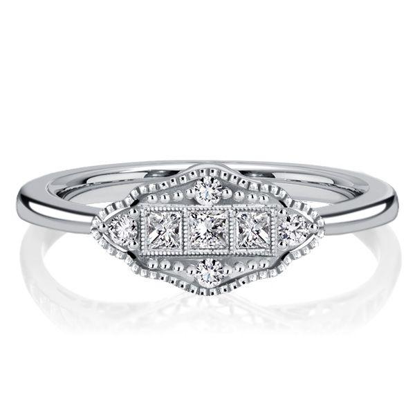 Art Deco Princess Cut Sterling Silver Vintage Engagement Ring