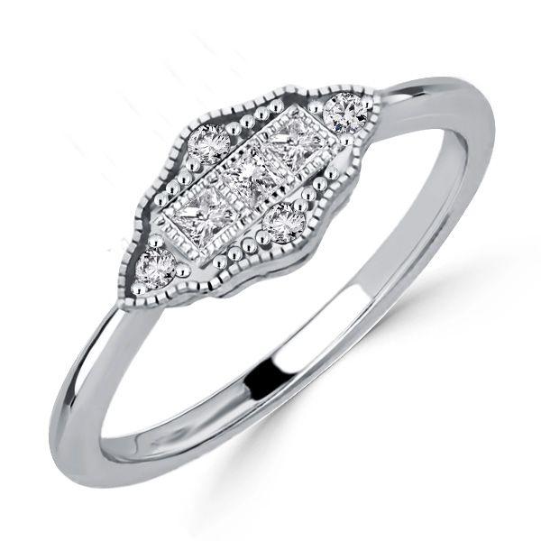 Art Deco Princess Cut Sterling Silver Vintage Engagement Ring